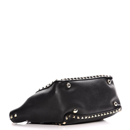 Valentino Garavani Grained Calfskin Small Rockstud Tote Black 5 of 13