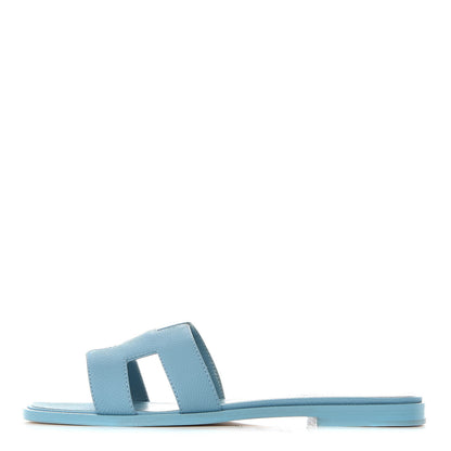Hermes Epsom Oran Sandals 37.5 Bleu Littoral 1 of 8
