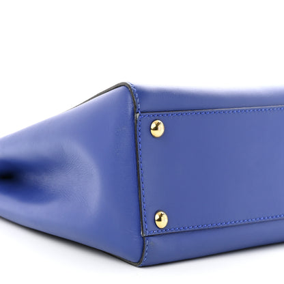 Fendi Vitello Morgan Fabric Jacquard Pequin Medium Peekaboo Iconic Satchel Blue Neon Tobacco 9 of 11