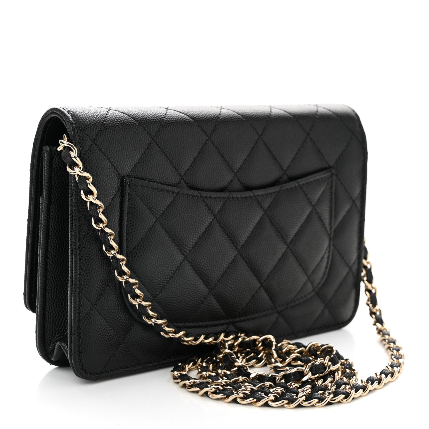 Chanel Caviar Quilted Studded CC Wallet on Chain WOC Black 3 of 11