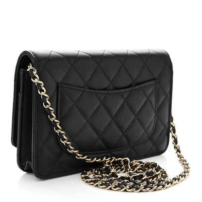 Chanel Caviar Quilted Studded CC Wallet on Chain WOC Black 3 of 11