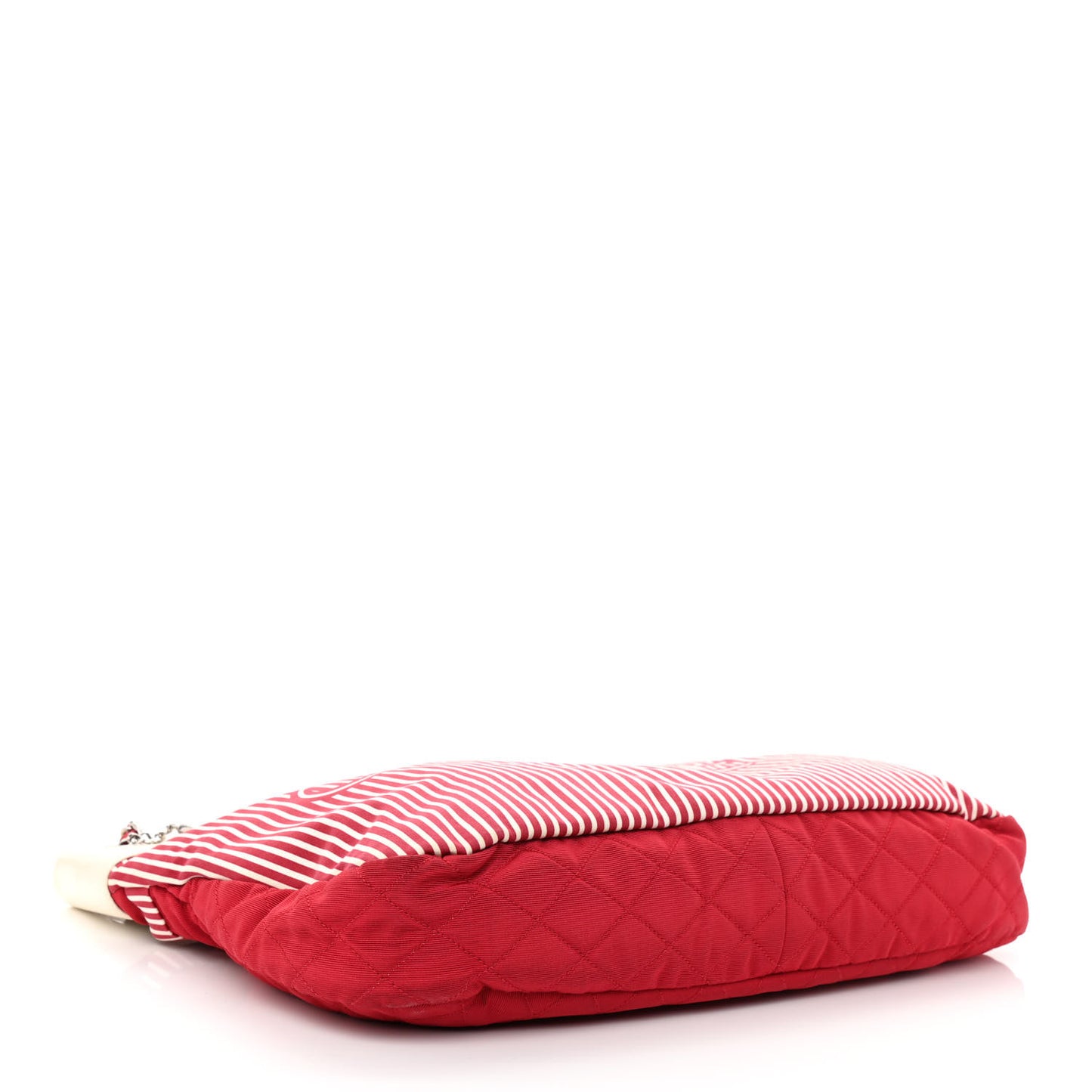 Striped Canvas Logo Tote Red