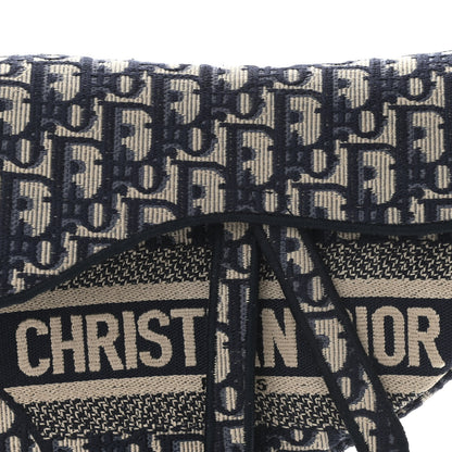Christian Dior Oblique Embroidered Saddle Bag Blue 8 of 12