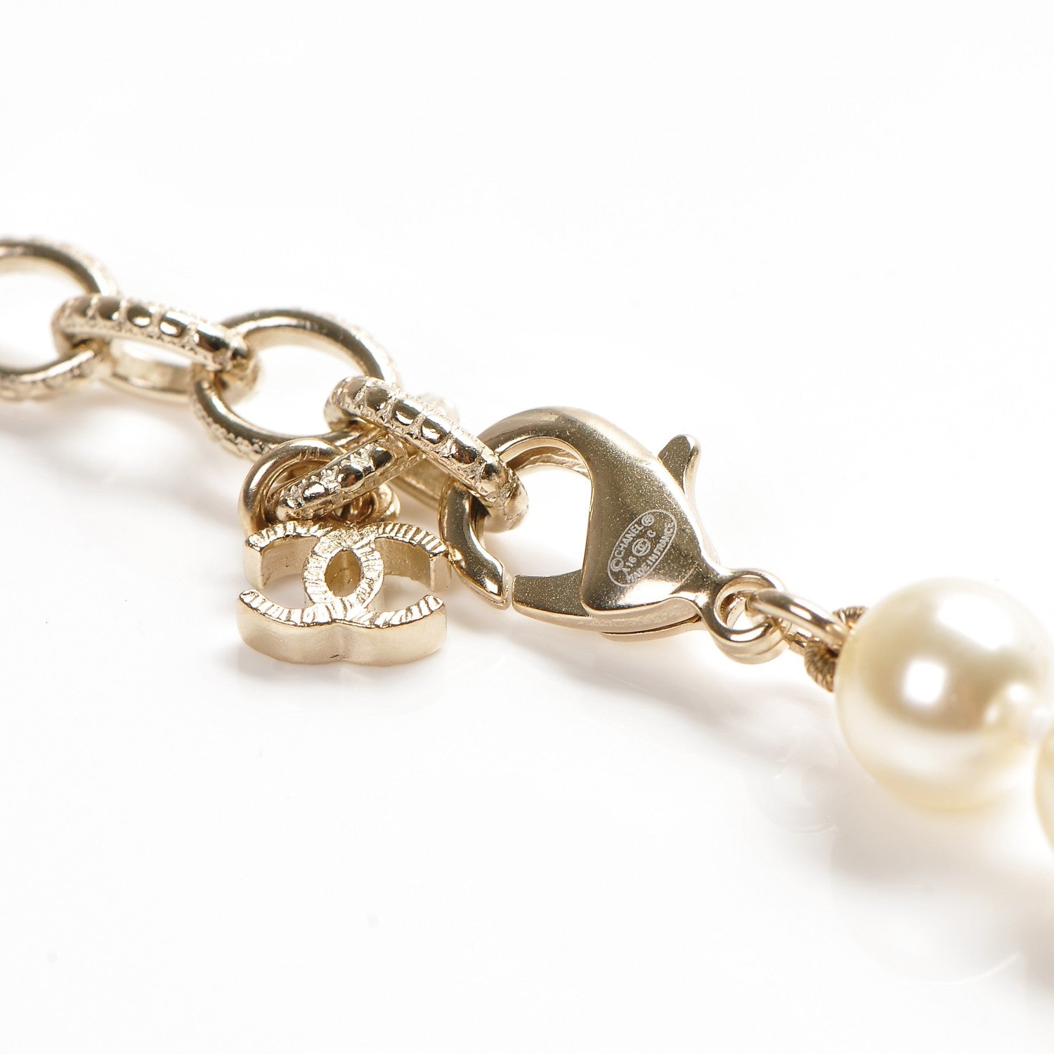 Chanel Pearl Gripoix Poured Glass CC Korean Blossom Long Necklace Pink Gold 4 of 4