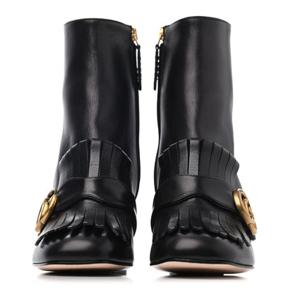 Gucci Malaga Kid GG Marmont Fringe 75mm Ankle Boots 36.5 Black 2 of 4