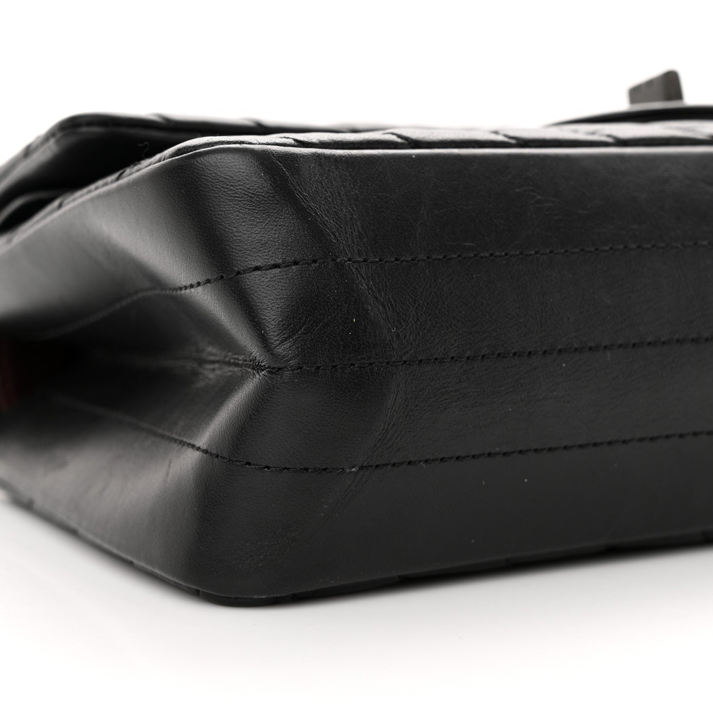 Aged Calfskin Chevron Quilted 2.55 Reissue 225 Flap So Black