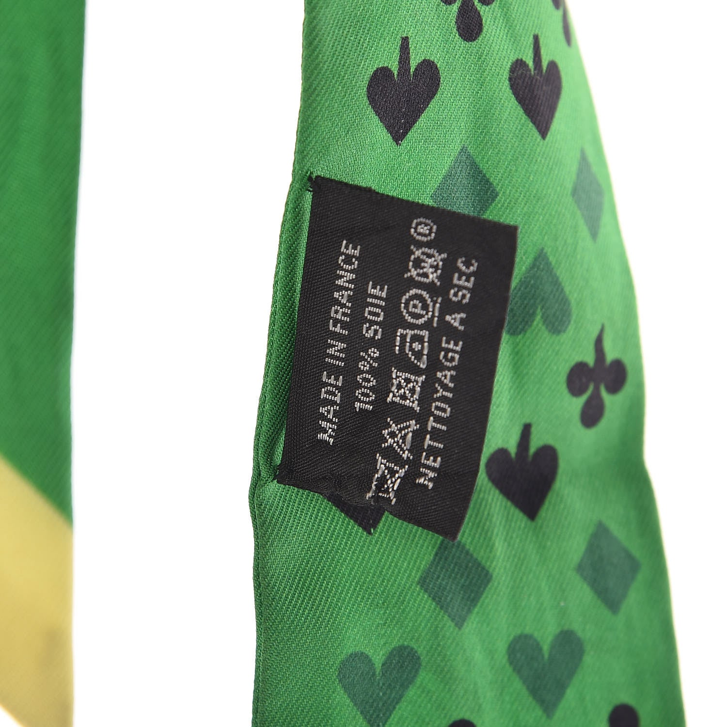 Hermes Silk Jeu de Cartes Twilly Vert Emeraude Black Jaune Soufre 8 of 9
