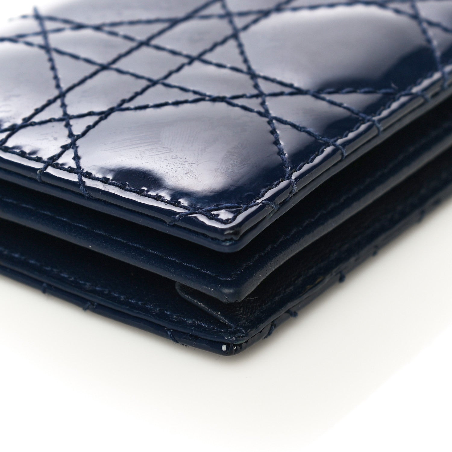 Christian Dior Patent Cannage Lady Dior Card Holder Blue 5 of 12