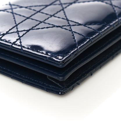Christian Dior Patent Cannage Lady Dior Card Holder Blue 5 of 12
