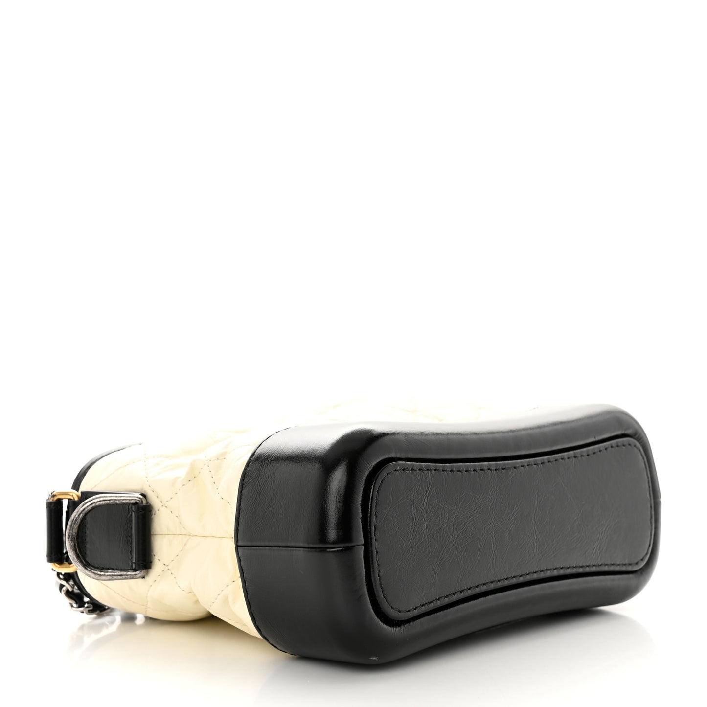 Aged Calfskin Quilted Small Gabrielle Hobo Black White