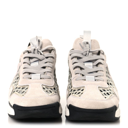 Chanel Suede Calfskin Embroidered CC Sneakers 41 Ecru Light Gray 3 of 10