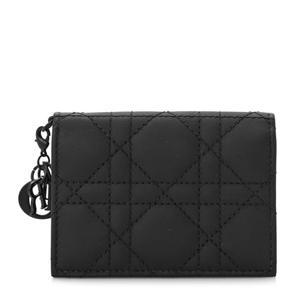 Christian Dior Ultra Matte Calfskin Small Lady Dior Flap Card Holder Black 1 of 9