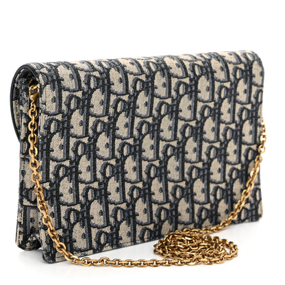 Christian Dior Oblique Saddle Chain Pouch Blue 3 of 10