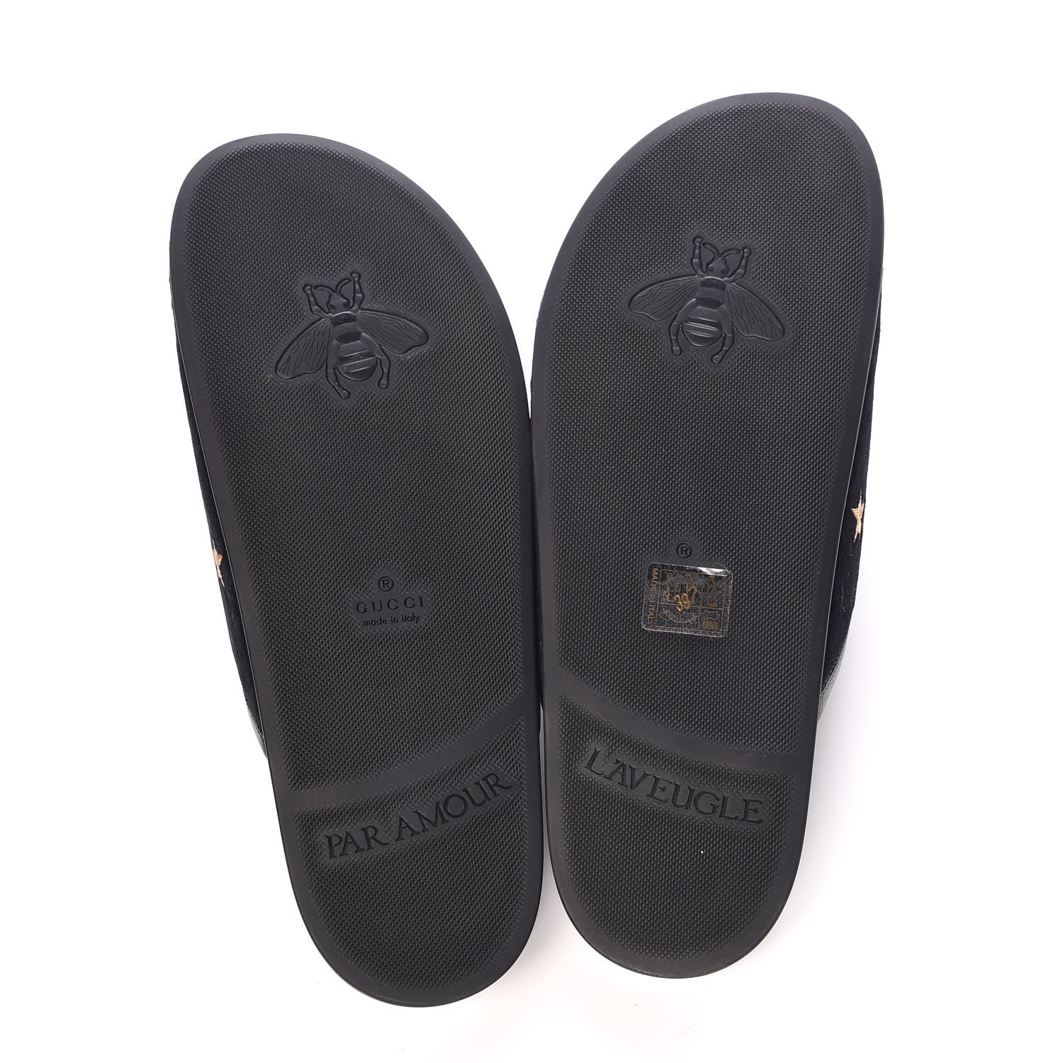 Gucci Softy Velvet Malaga Kid Bee Star Embroidered Womens Horsebit River Slippers 39 Black 5 of 12