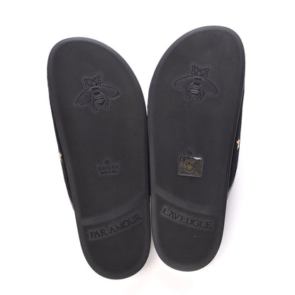 Gucci Softy Velvet Malaga Kid Bee Star Embroidered Womens Horsebit River Slippers 39 Black 5 of 12