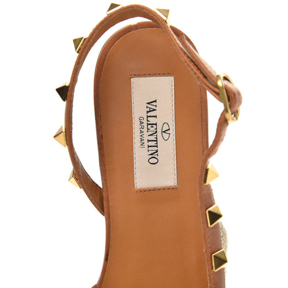 Valentino Garavani Raffia Calfskin Rockstud Slingback Flats 36 Naturale 6 of 10