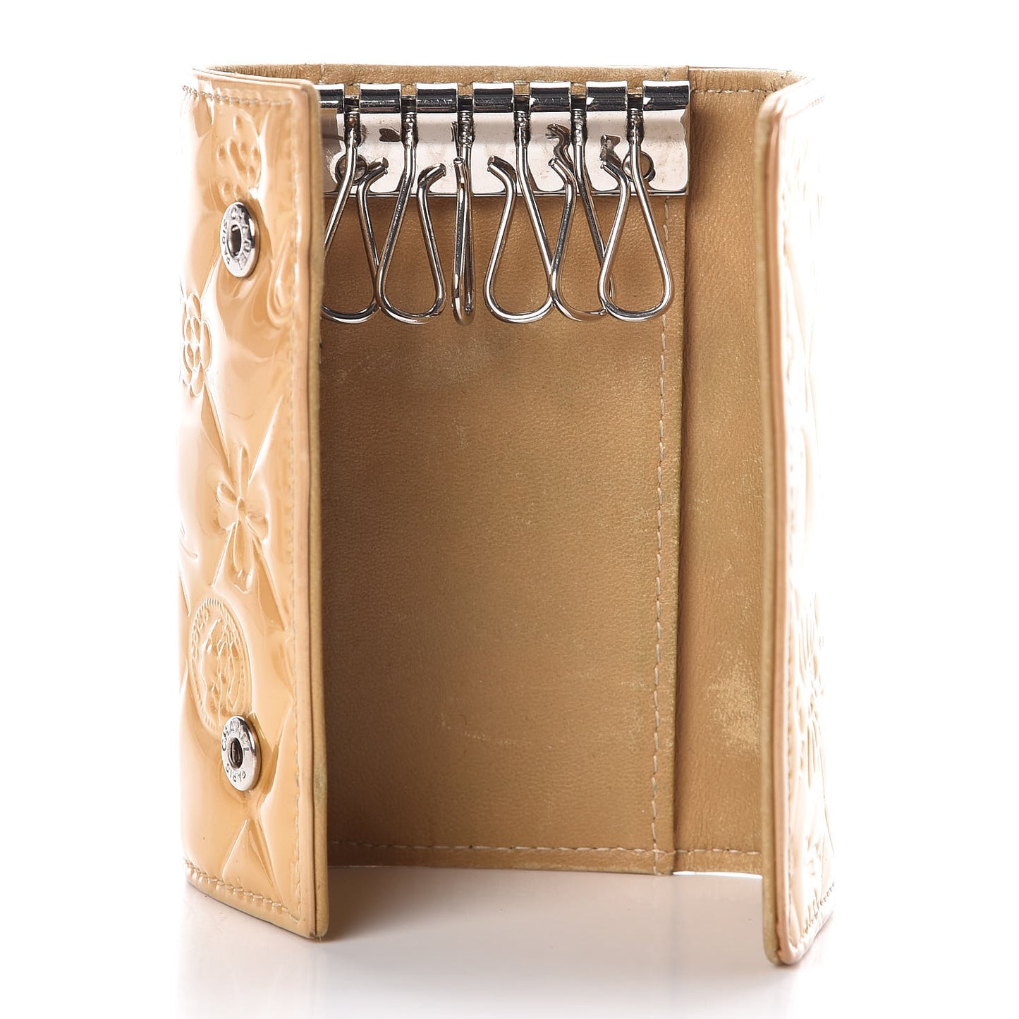 Patent Quilted Mademoiselle Precious Symbols 6 Key Holder Gold