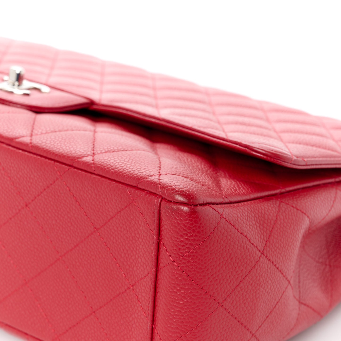 Caviar Quilted Maxi Single Flap Red