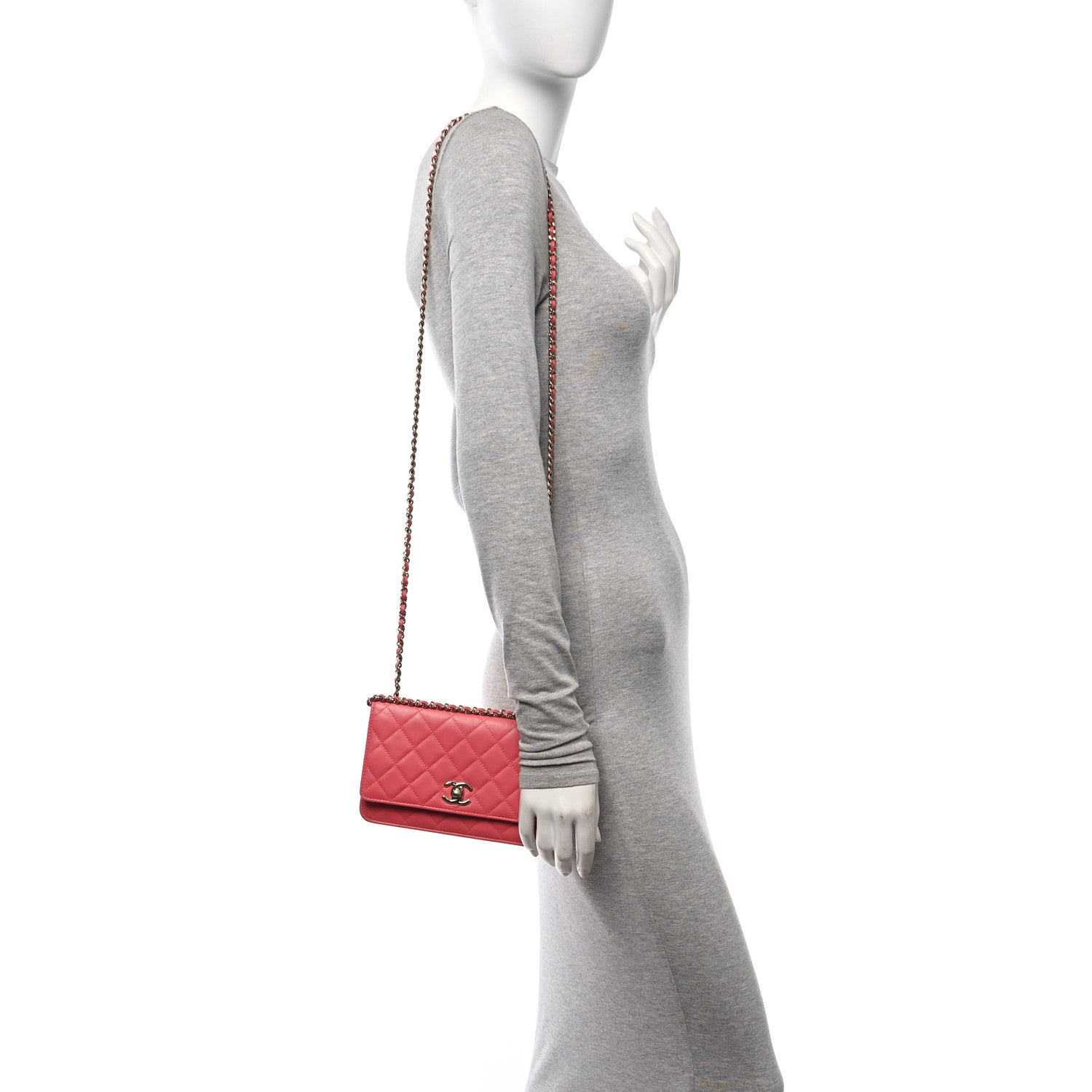 Chanel Lambskin Quilted Trendy CC Wallet On Chain WOC Pink 2 of 10