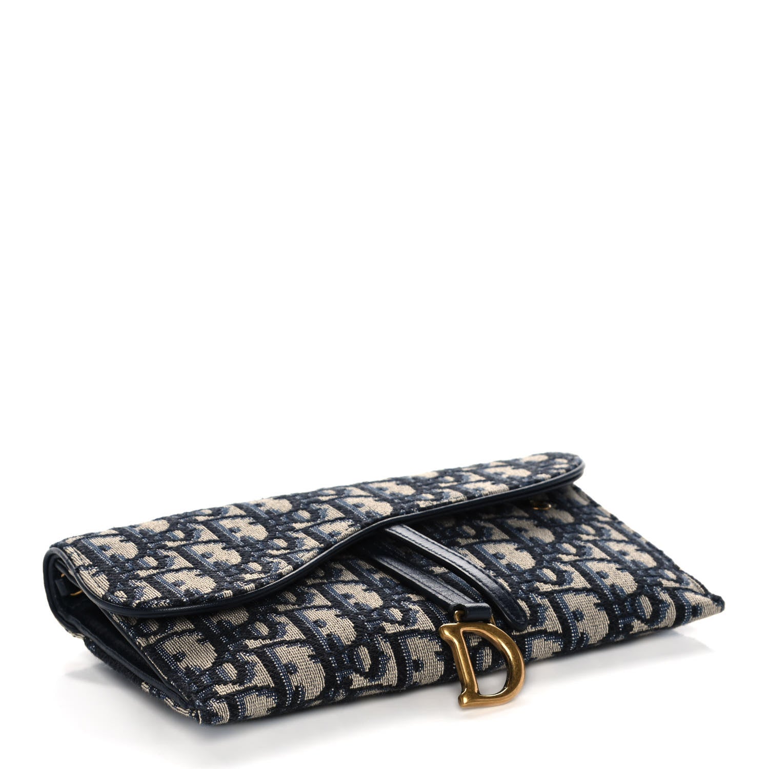 Christian Dior Oblique Saddle Chain Long Wallet Blue 5 of 13