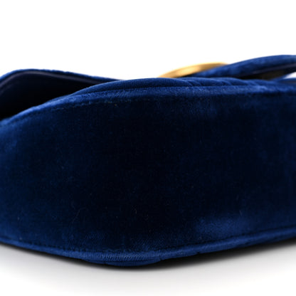 Gucci Velvet Matelasse Mini GG Marmont Shoulder Bag Cobalt Blue 9 of 11