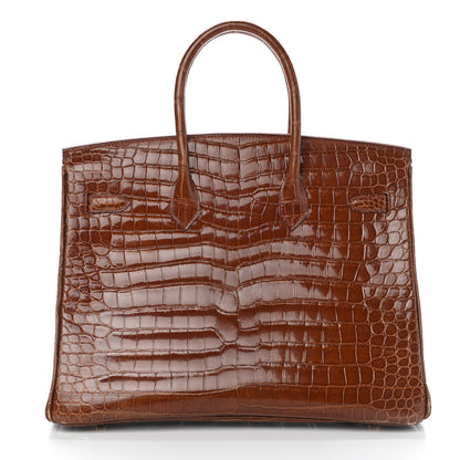 Hermes Shiny Porosus Crocodile Birkin 35 Etrusque 4 of 35