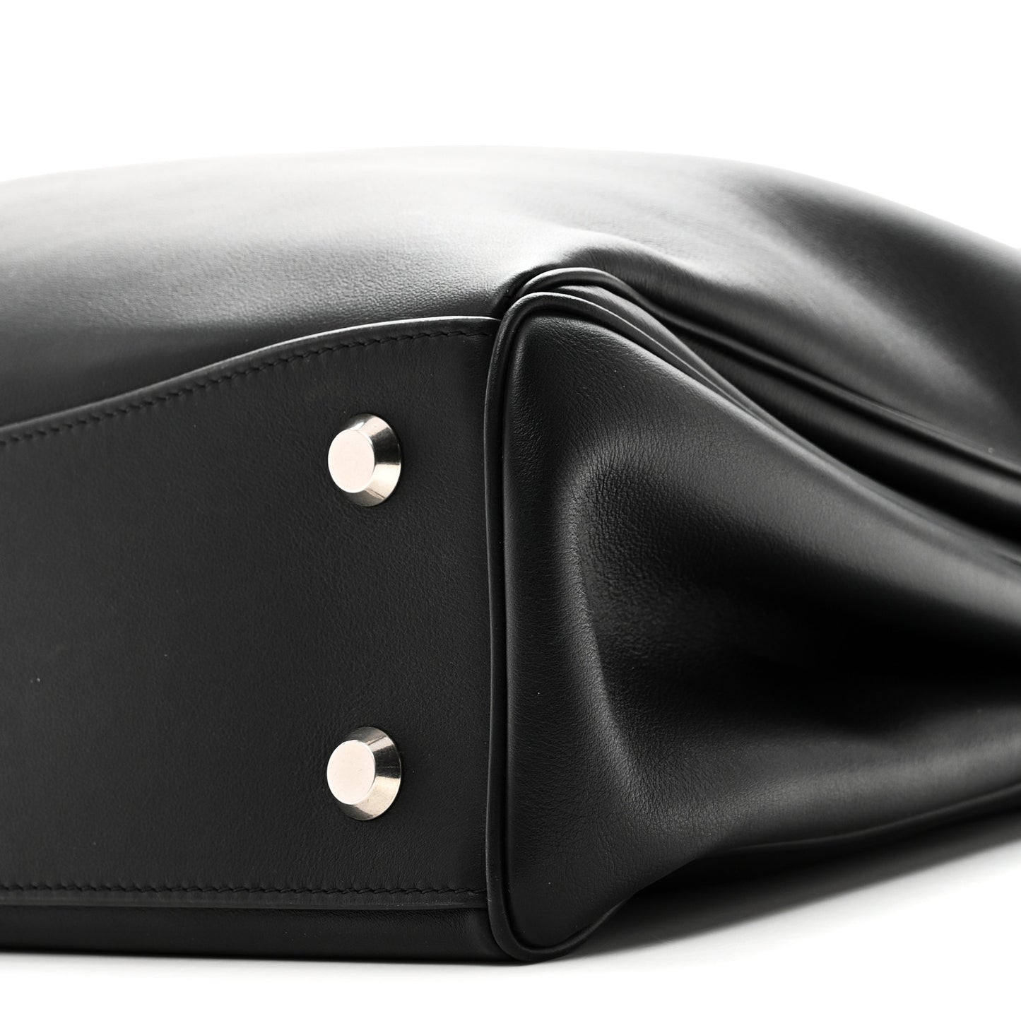 Natural Smooth Calfskin Medium Rodeo Top Handle Handbag Black