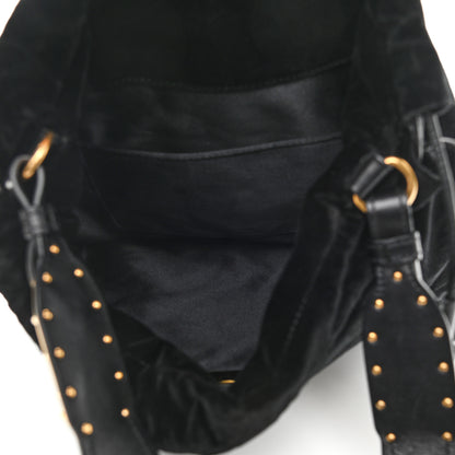 Prada Velvet Astrology Large Drawstring Hobo Bag Black 5 of 11