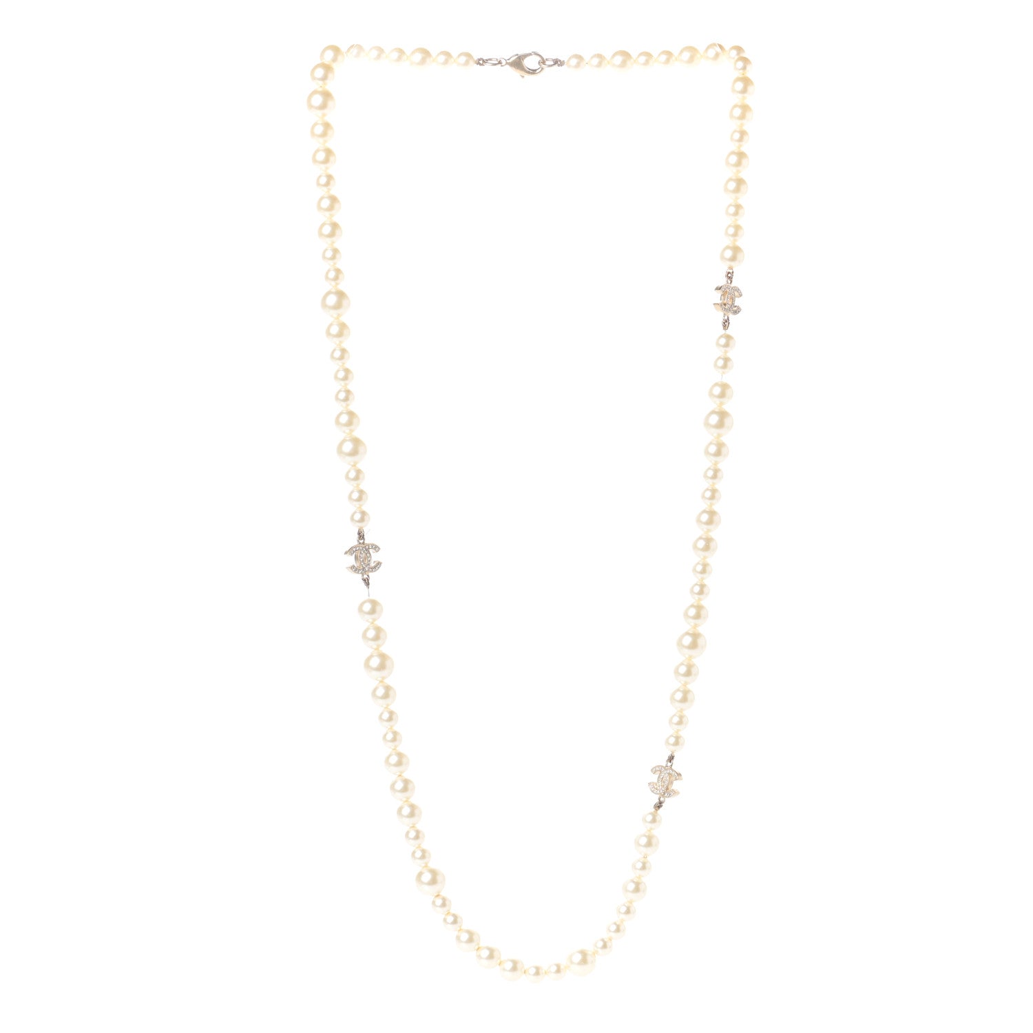 Chanel Graduated Pearl CC Long Necklace Gold 3 of 4