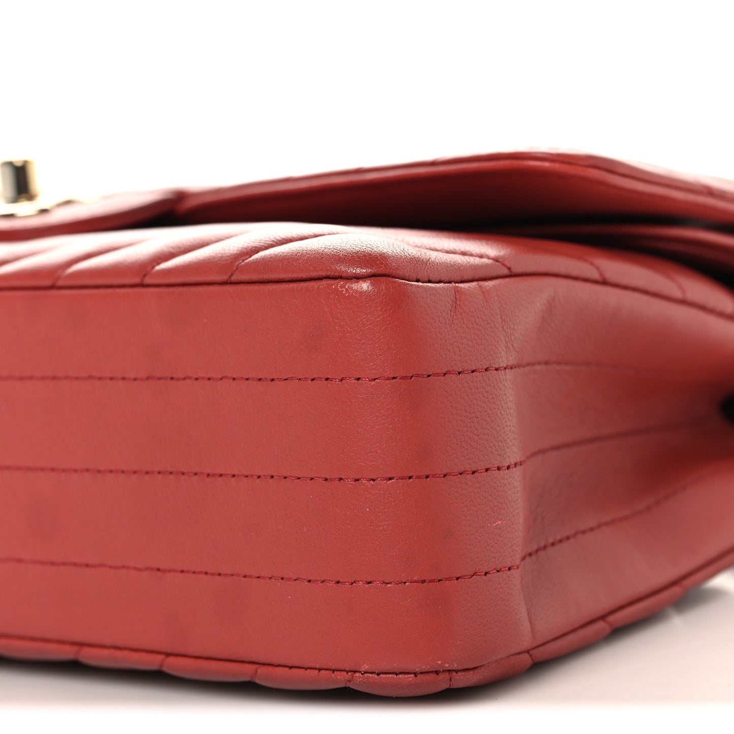 Lambskin Chevron Quilted Medium Double Flap Rosewood