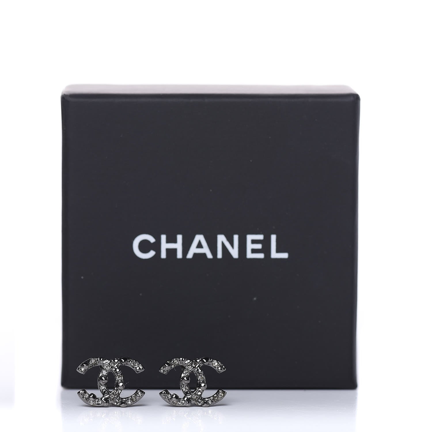 Chanel Crystal Mini CC Earrings Ruthenium 5 of 5