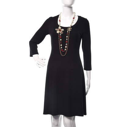 Chanel Gripoix Crystal Pearl Tweed Medallion Necklace Red Gold 2 of 6