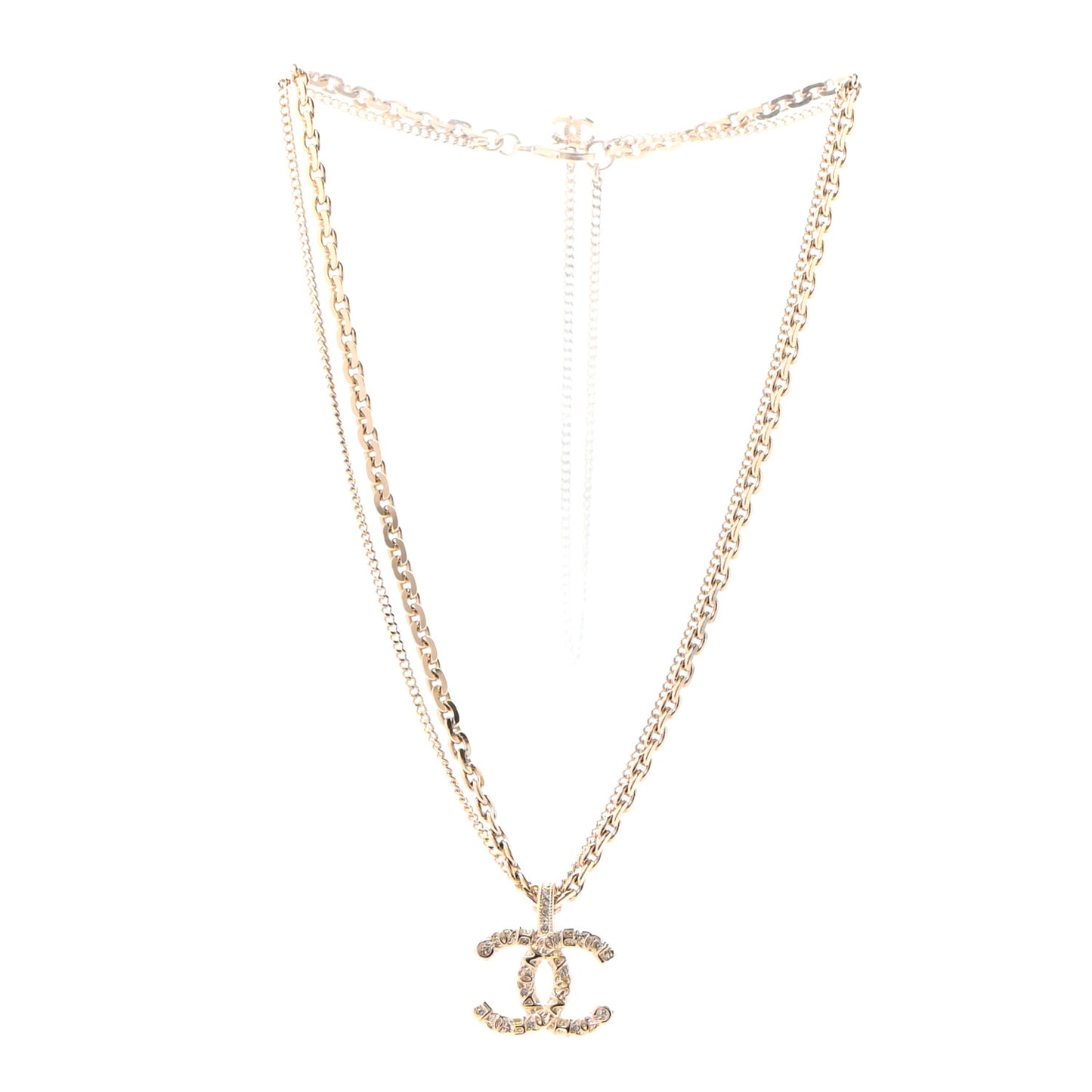 Crystal CC Multi Strand Chain Necklace Gold