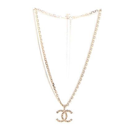 Chanel Crystal CC Multi Strand Chain Necklace Gold 3 of 5