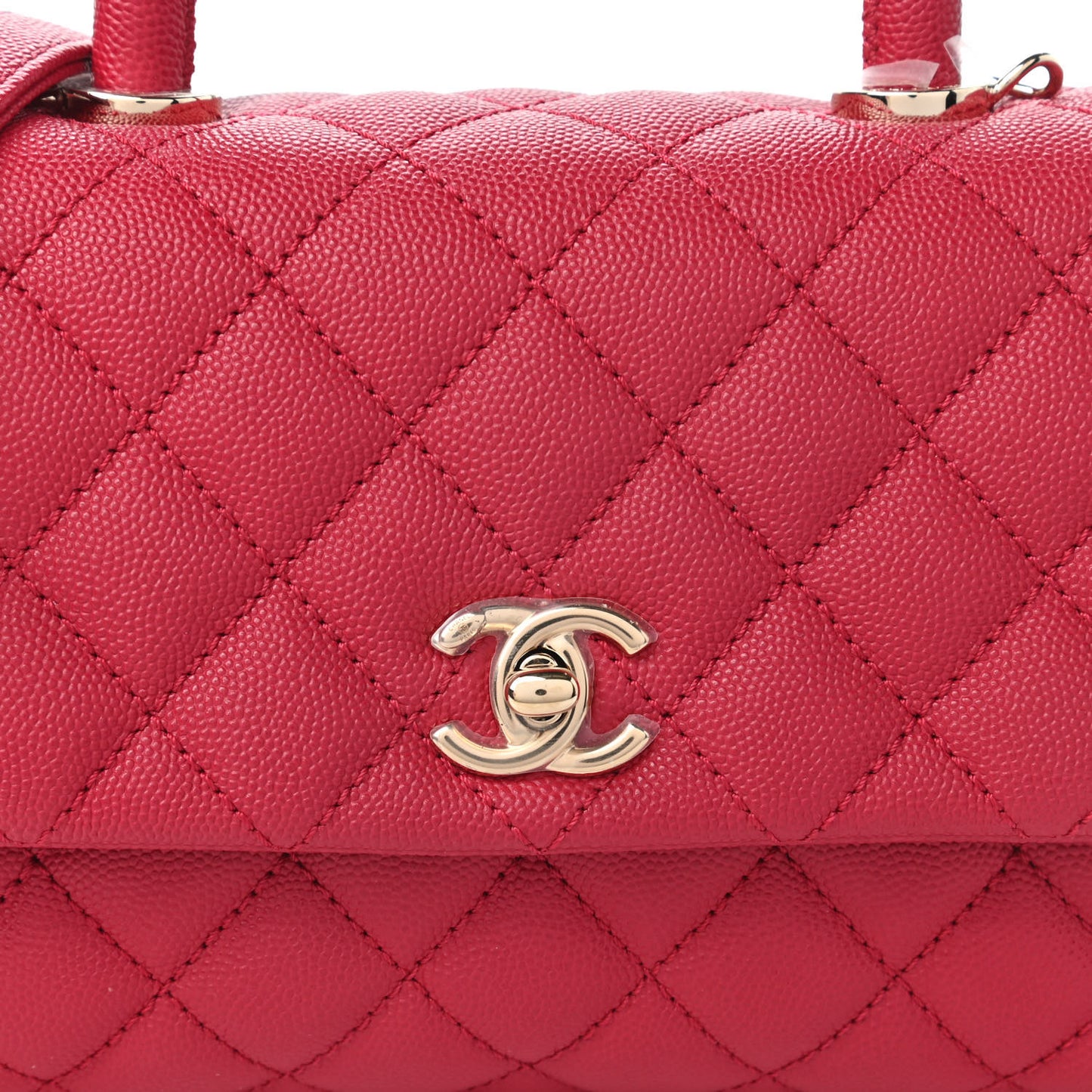 Caviar Quilted Mini Coco Handle Flap Dark Pink