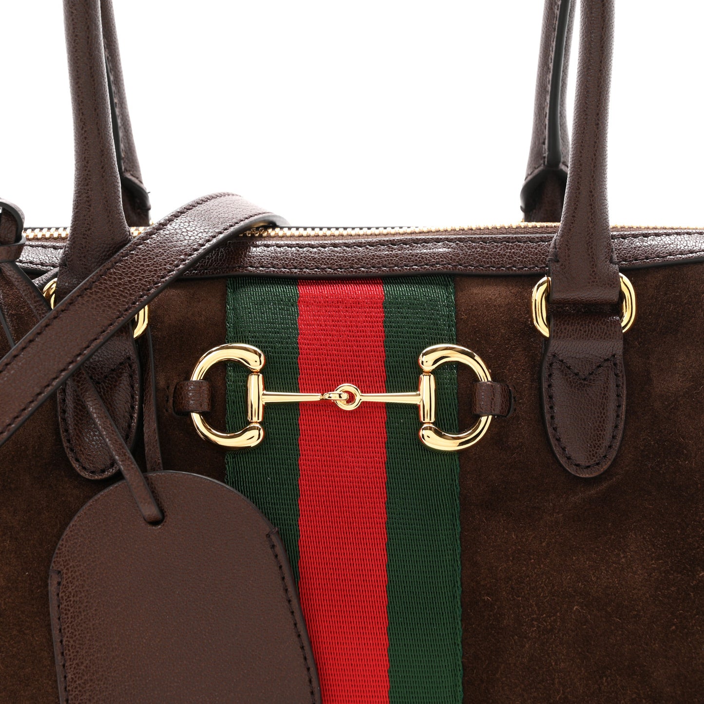 Suede Web Medium Borsetto Boston Dark Brown