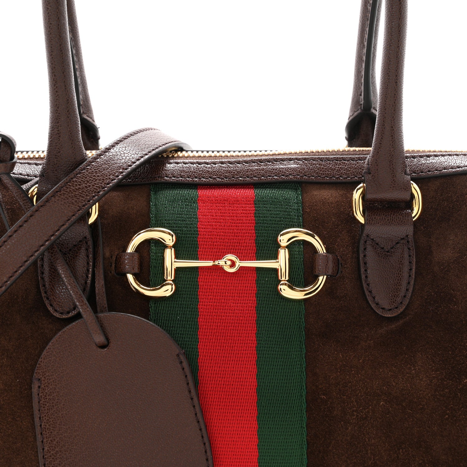 Gucci Suede Web Medium Borsetto Boston Dark Brown 8 of 10