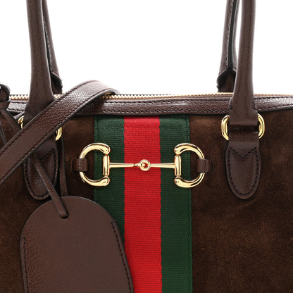 Gucci Suede Web Medium Borsetto Boston Dark Brown 8 of 10