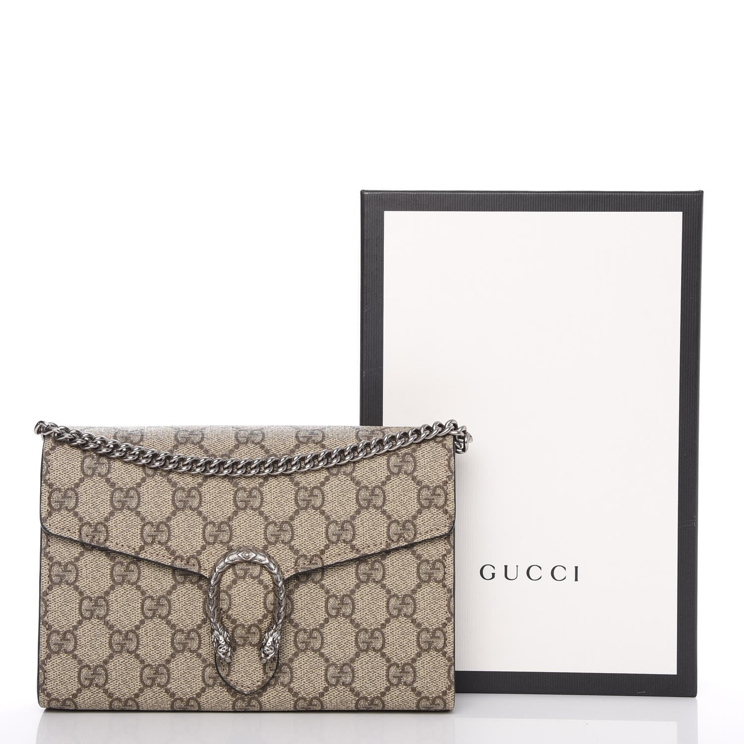 Gucci GG Supreme Monogram Mini Dionysus Chain Wallet Beige Black 8 of 8