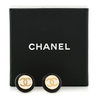 Chanel Enamel CC Clip On Earrings Black White 4 of 4