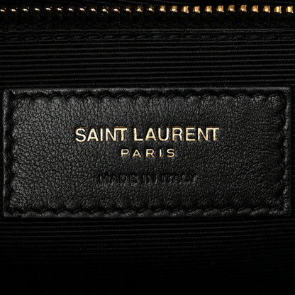 Saint Laurent Grain De Poudre Matelasse Chevron Large Monogram Satchel Black 6 of 10