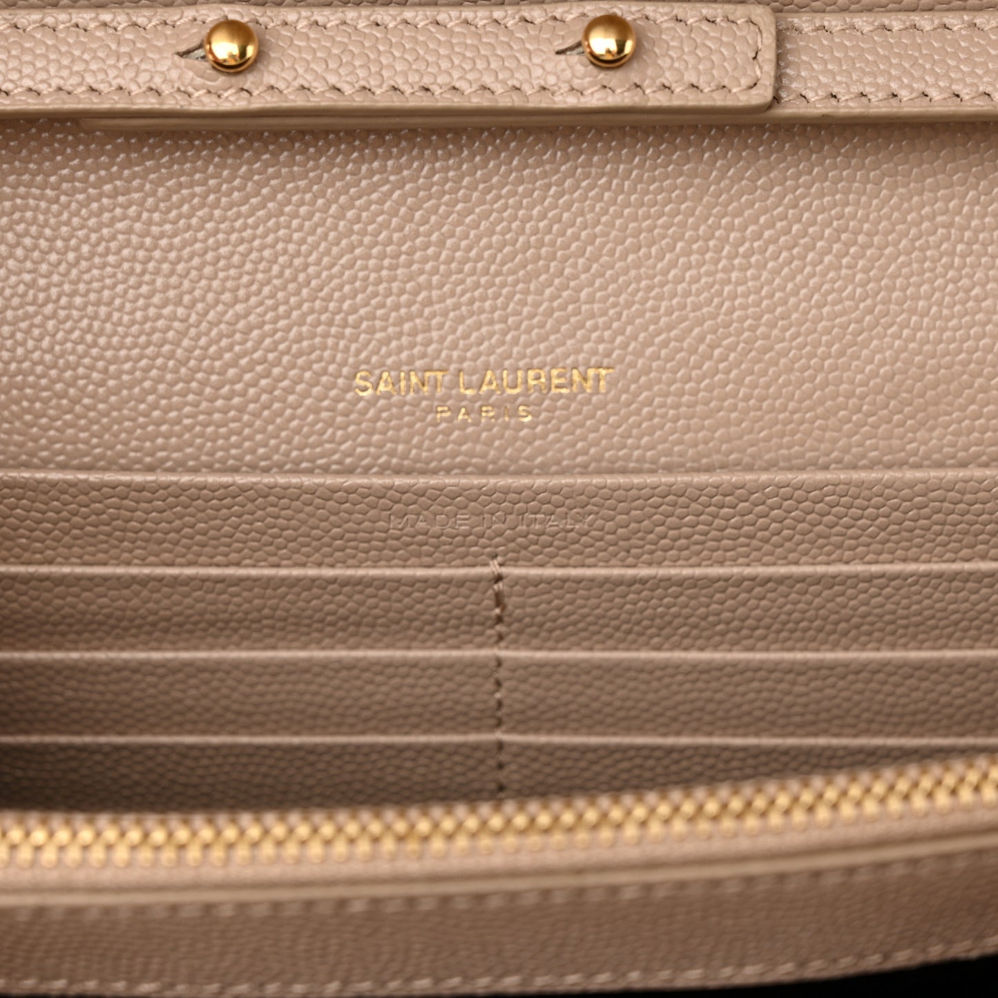 Grain De Poudre Matelasse Chevron Monogram Chain Wallet Dark Beige
