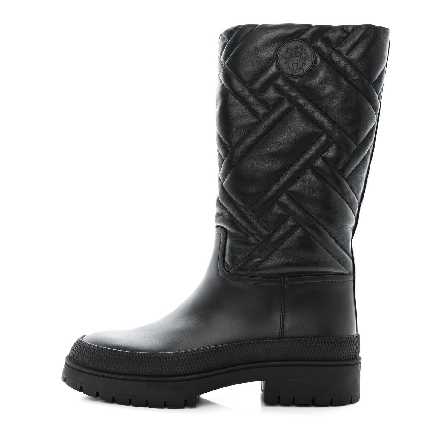 Suede Goatskin Quilted Fuji Boots 40 Black