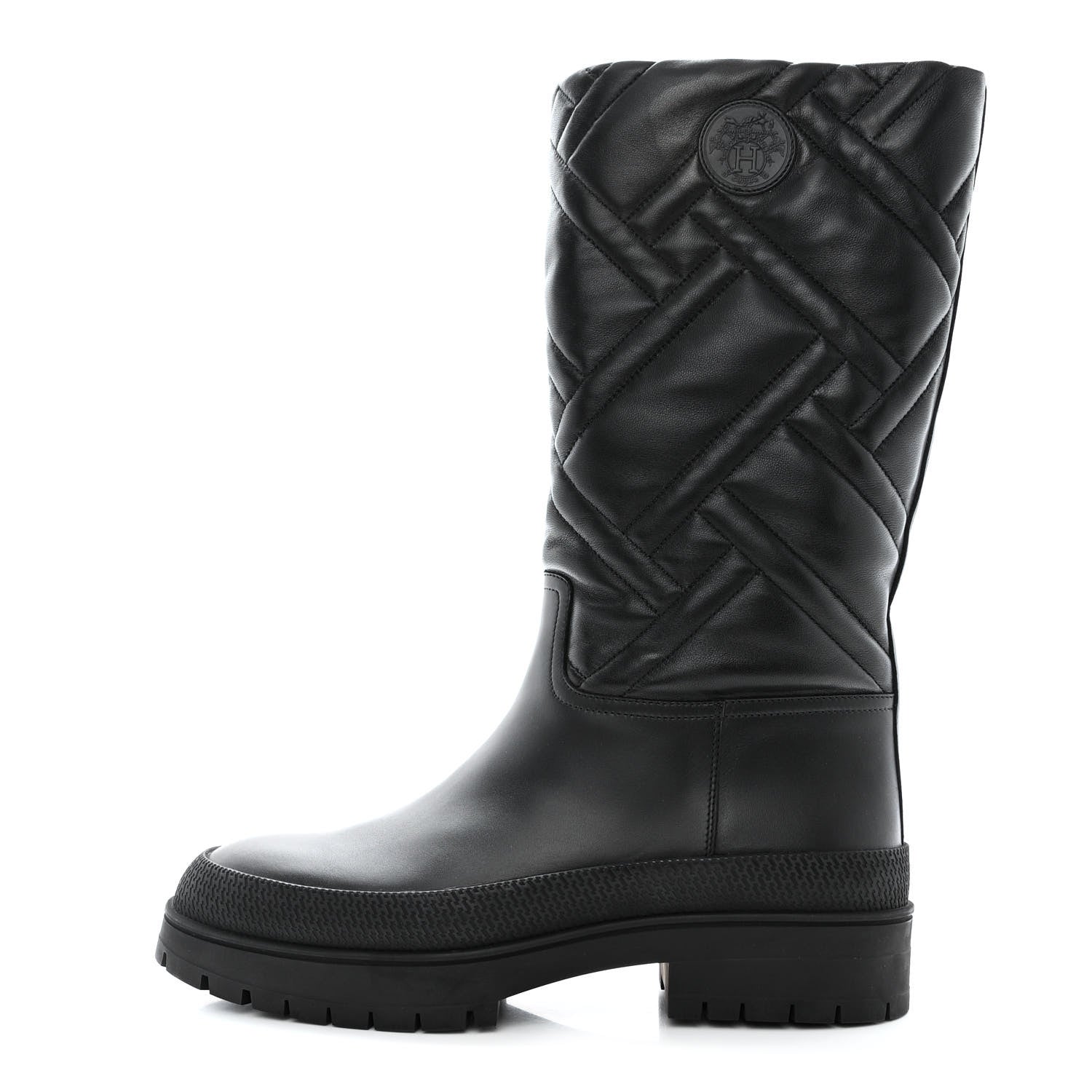Hermes Suede Goatskin Quilted Fuji Boots 40 Black 1 of 10