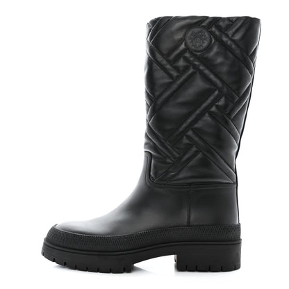 Hermes Suede Goatskin Quilted Fuji Boots 40 Black 1 of 10