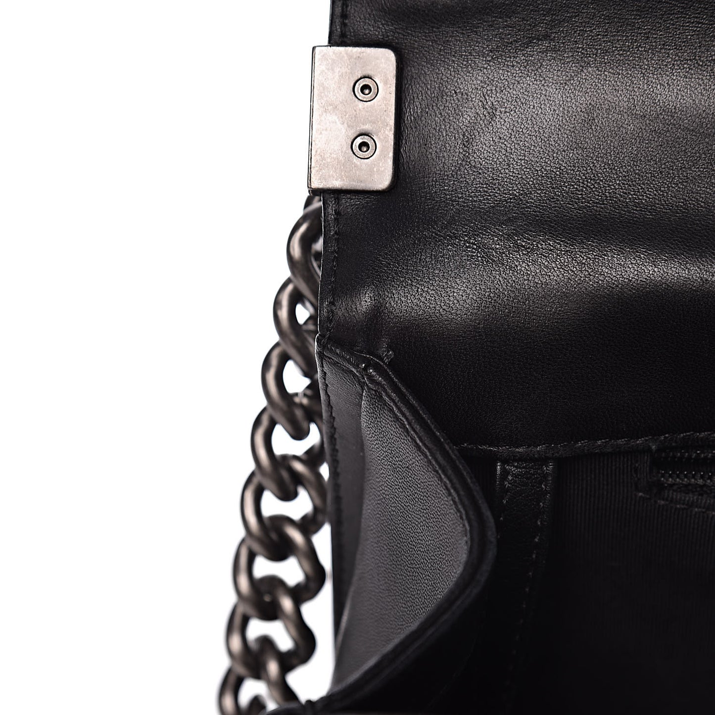 Lambskin Quilted Large Boy Flap Black