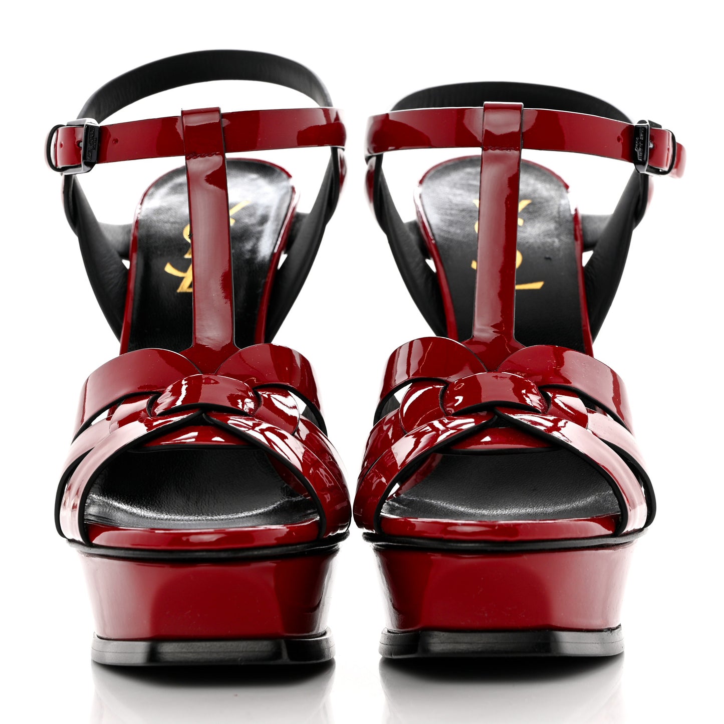 Patent Calfskin Tribute 105 Platform Sandals 35.5 Hot Red