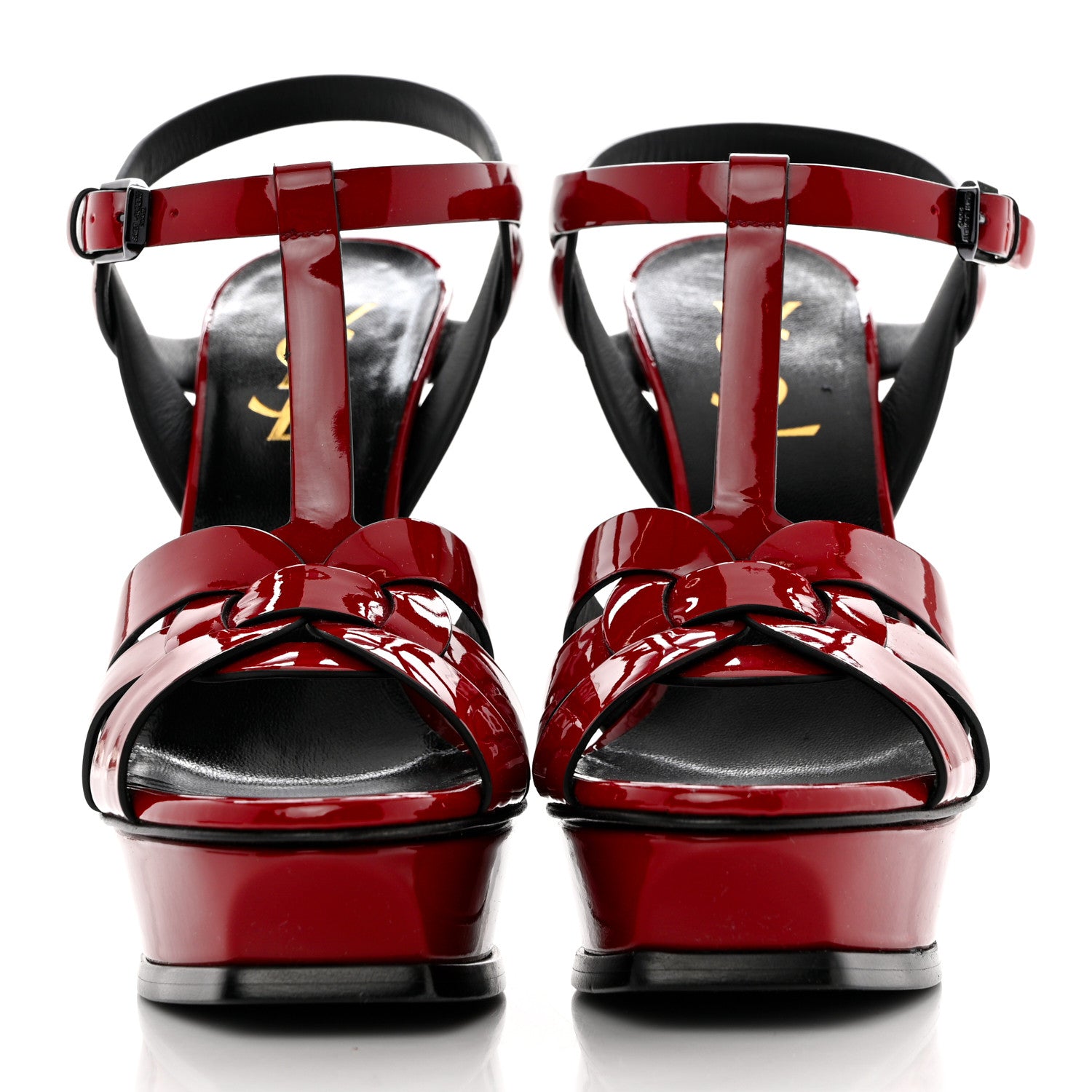 Saint Laurent Patent Calfskin Tribute 105 Platform Sandals 35.5 Hot Red 2 of 8