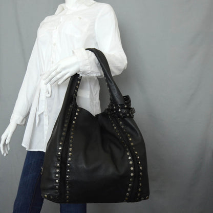 Jimmy Choo Leather Studded Medium Saba Hobo Black 2 of 11