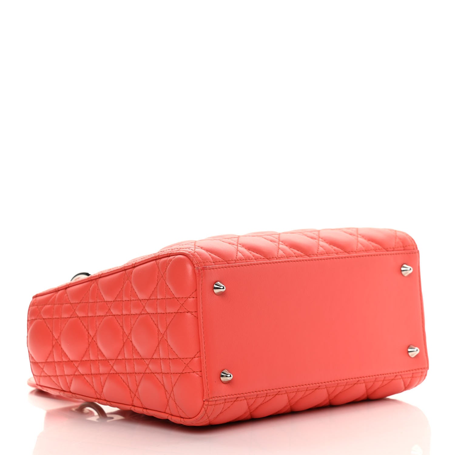 Christian Dior Lambskin Cannage Medium Lady Dior Coral 3 of 13